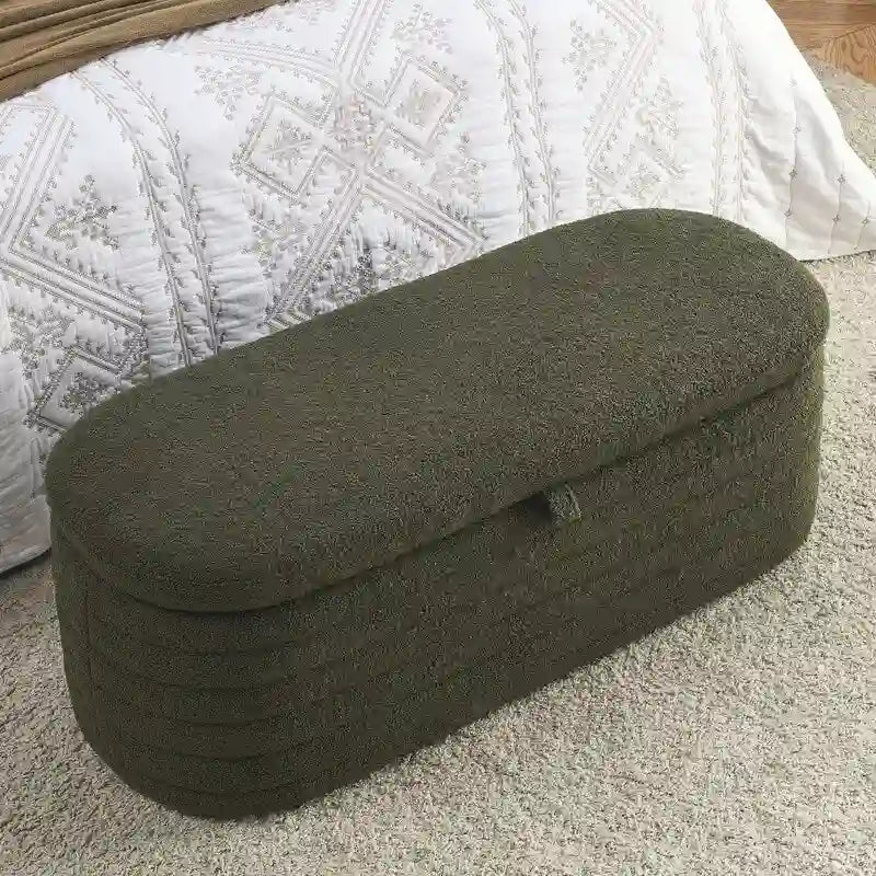 45.5L Upholstered Fabric Storage Bench Ottoman