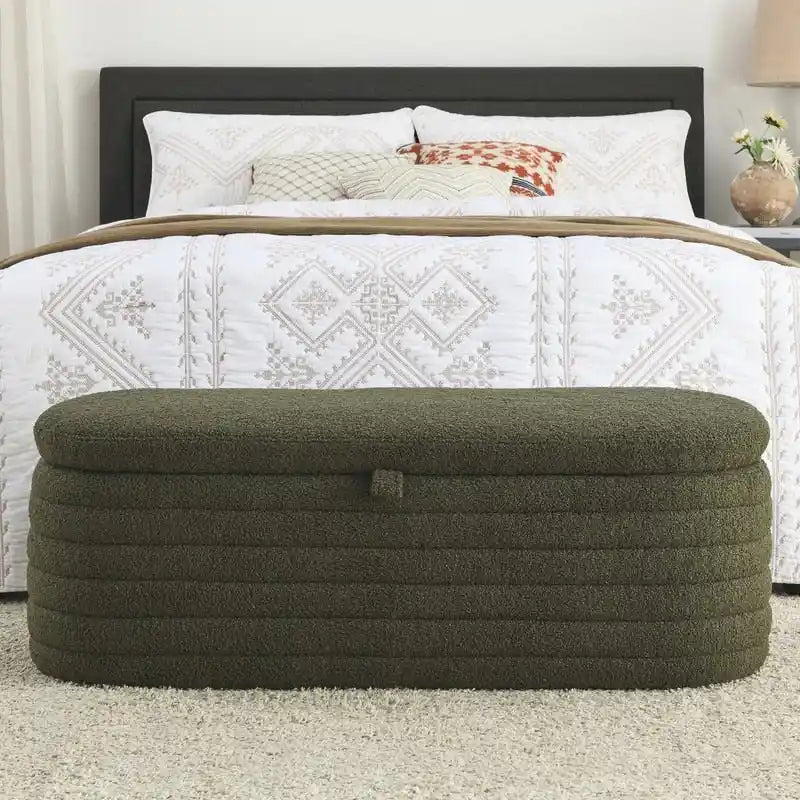 45.5L Upholstered Fabric Storage Bench Ottoman