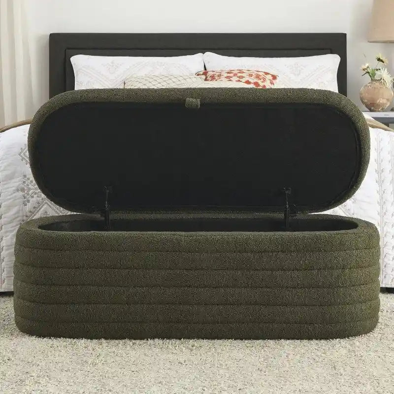45.5L Upholstered Fabric Storage Bench Ottoman