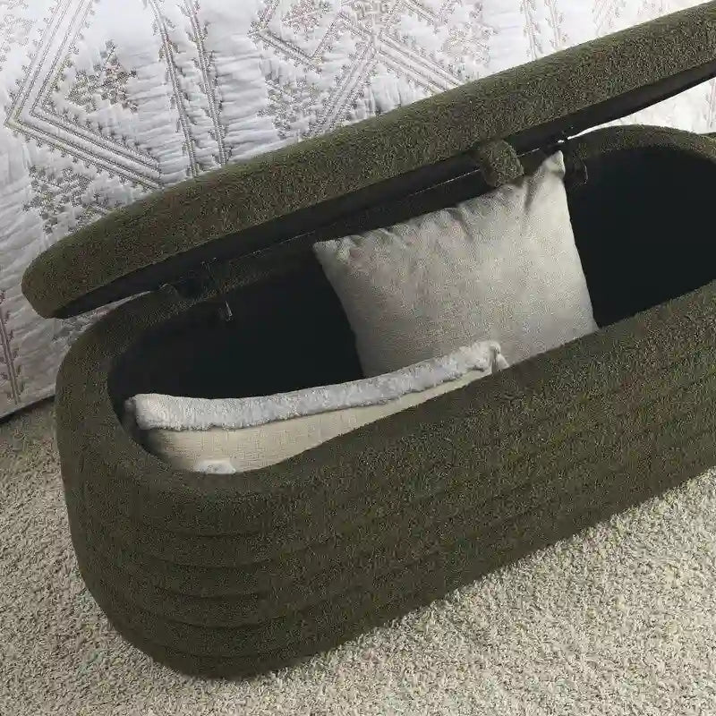45.5L Upholstered Fabric Storage Bench Ottoman