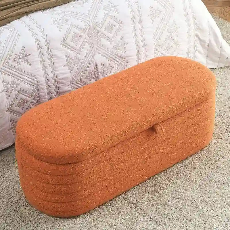 45.5L Upholstered Fabric Storage Bench Ottoman
