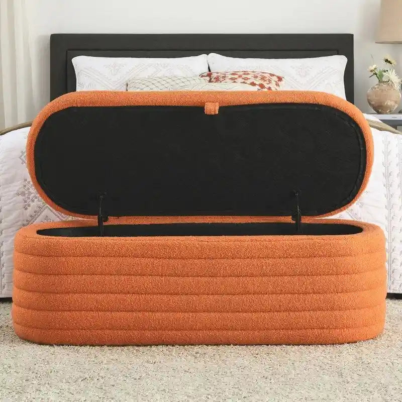 45.5L Upholstered Fabric Storage Bench Ottoman