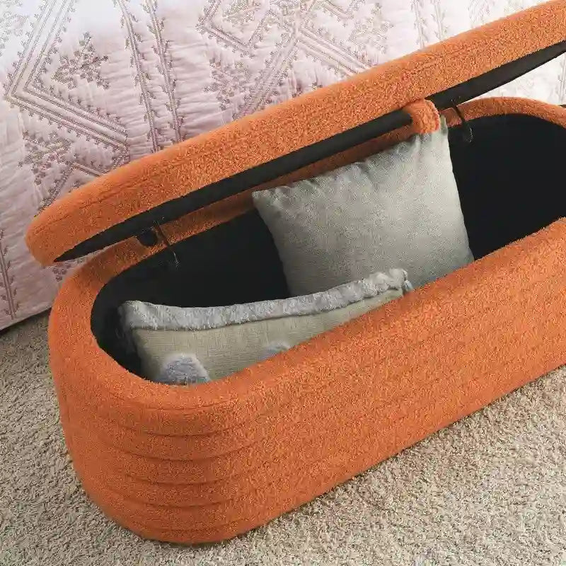 45.5L Upholstered Fabric Storage Bench Ottoman