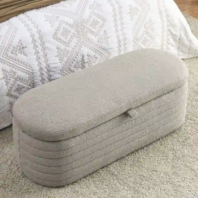 45.5L Upholstered Fabric Storage Bench Ottoman