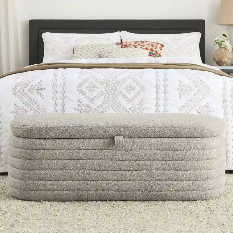45.5L Upholstered Fabric Storage Bench Ottoman