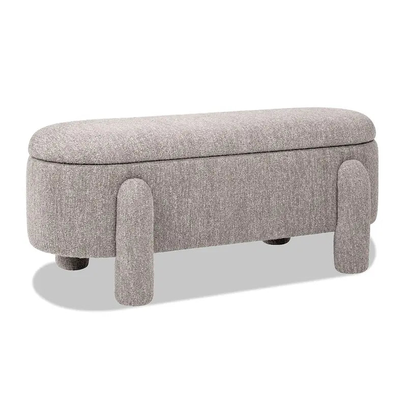 49-Inch Boucle Fully Upholstered Oval Storage Bench