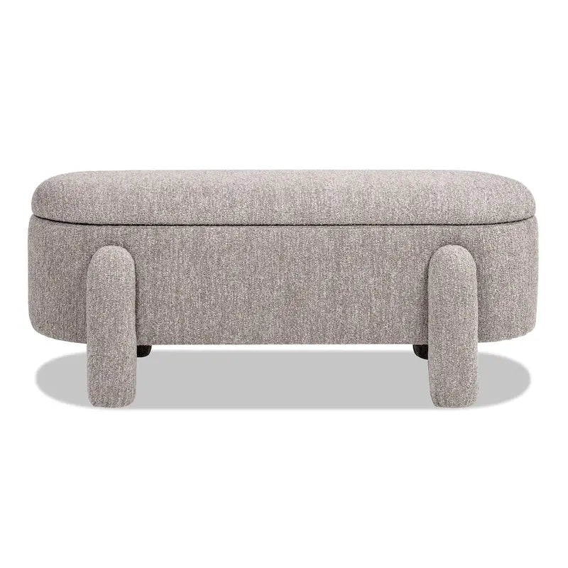 49-Inch Boucle Fully Upholstered Oval Storage Bench