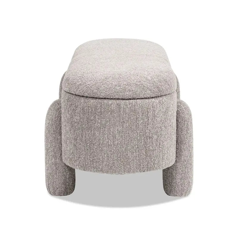 49-Inch Boucle Fully Upholstered Oval Storage Bench