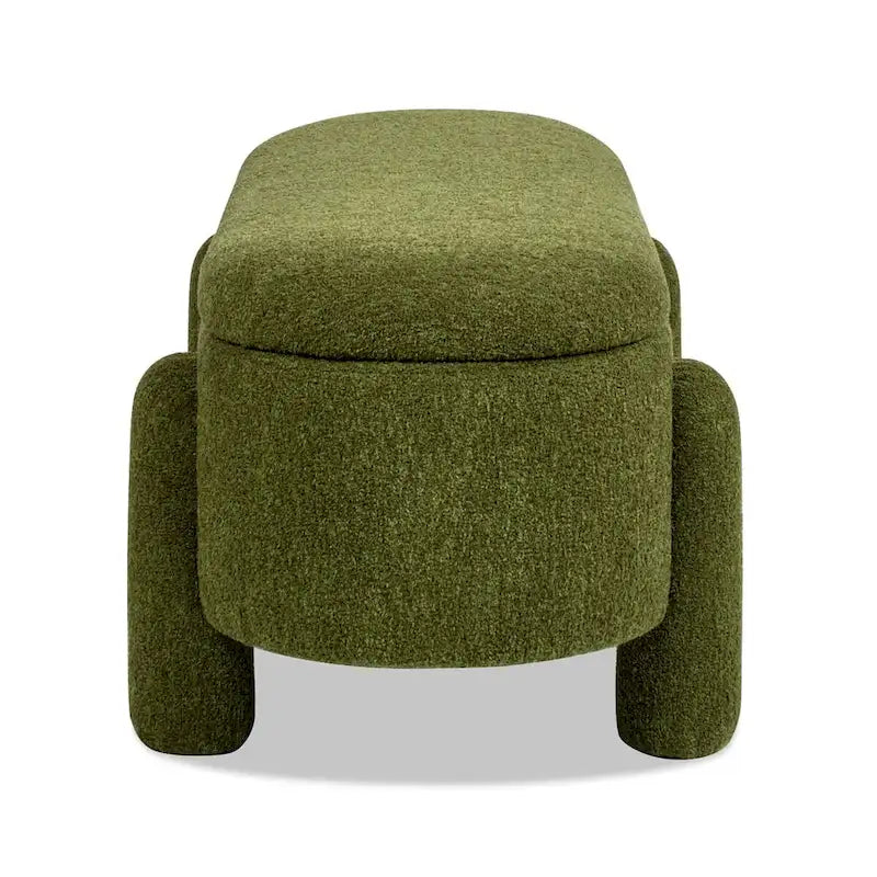 49-Inch Boucle Fully Upholstered Oval Storage Bench