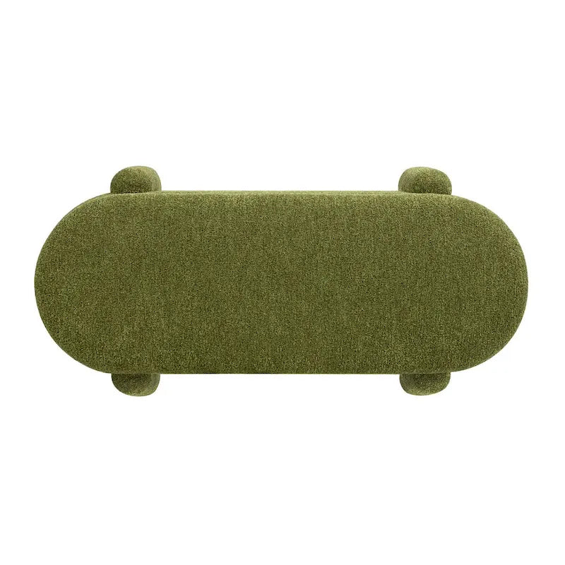 49-Inch Boucle Fully Upholstered Oval Storage Bench