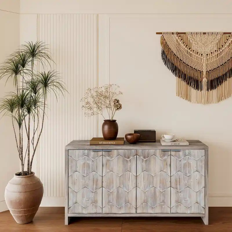 Accent Cabinet Farmhouse Style Wooden Cabinet Sideboard Buffet