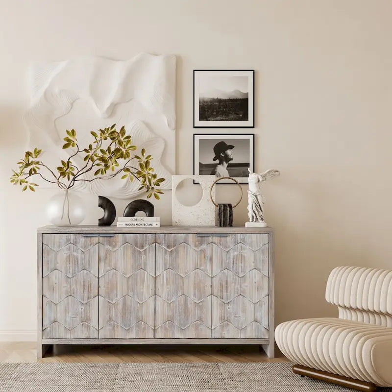 Accent Cabinet Farmhouse Style Wooden Cabinet Sideboard Buffet
