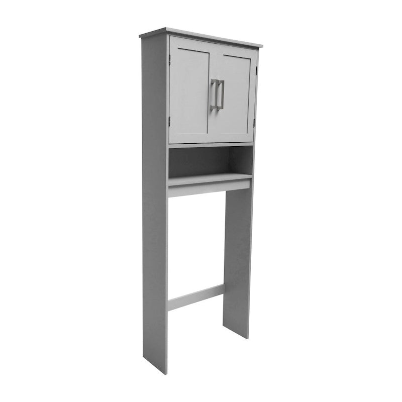 Gray Modern Over the Toilet Cabinet Storage Organizer with 2 Shelves and Doors