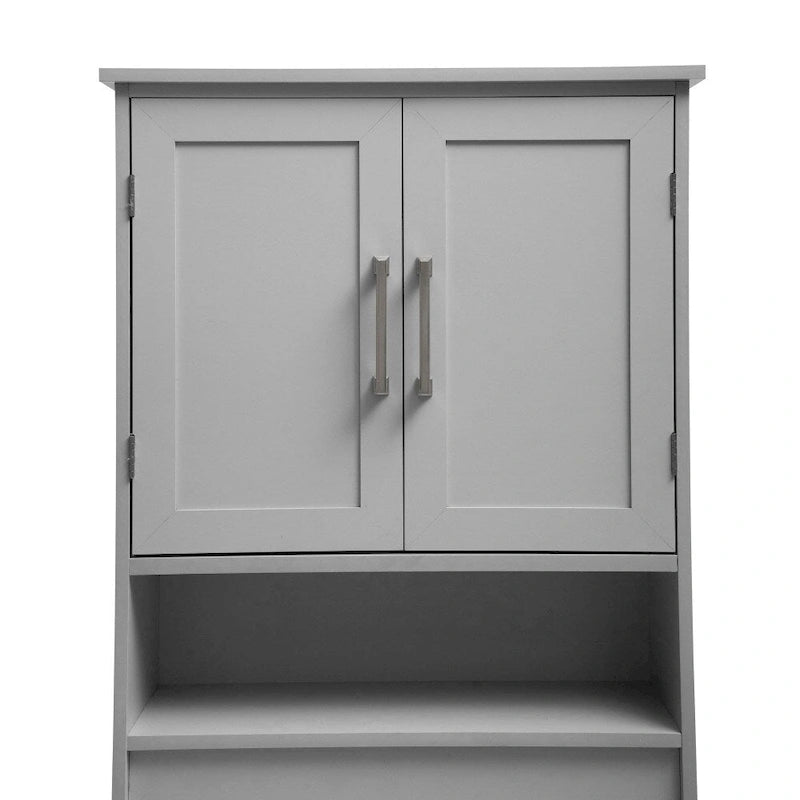 Gray Modern Over the Toilet Cabinet Storage Organizer with 2 Shelves and Doors