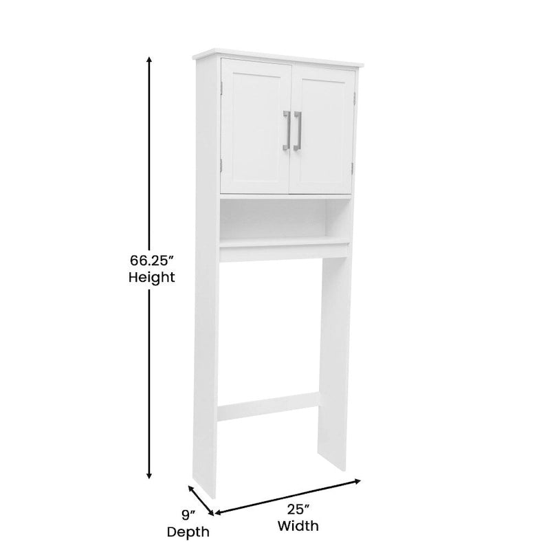 Gray Modern Over the Toilet Cabinet Storage Organizer with 2 Shelves and Doors