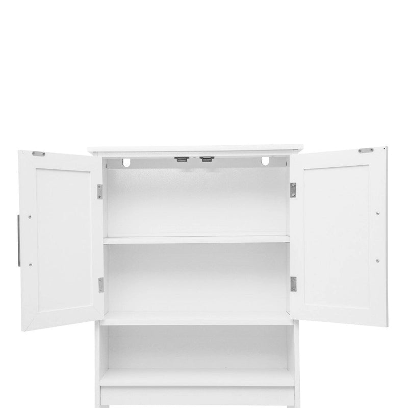 Gray Modern Over the Toilet Cabinet Storage Organizer with 2 Shelves and Doors