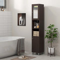Tall Bathroom Storage Cabinet with Mirror and Adjustable Shelves