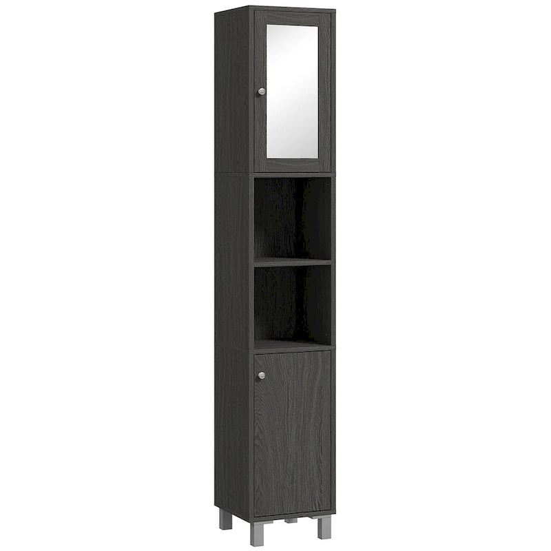 Tall Bathroom Storage Cabinet with Mirror and Adjustable Shelves