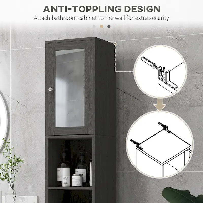 Tall Bathroom Storage Cabinet with Mirror and Adjustable Shelves
