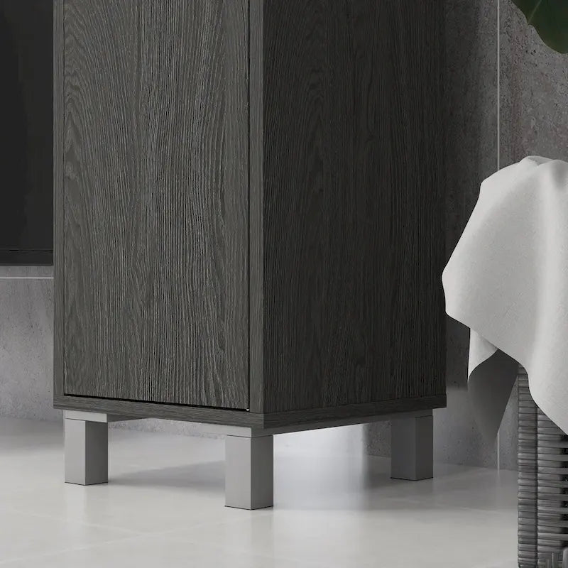 Tall Bathroom Storage Cabinet with Mirror and Adjustable Shelves