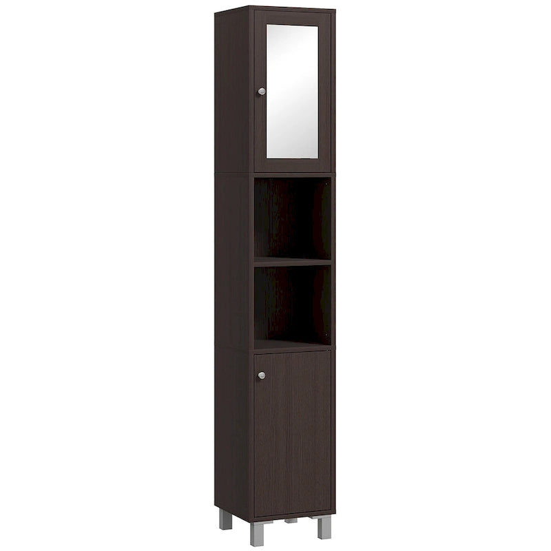 Tall Bathroom Storage Cabinet with Mirror and Adjustable Shelves