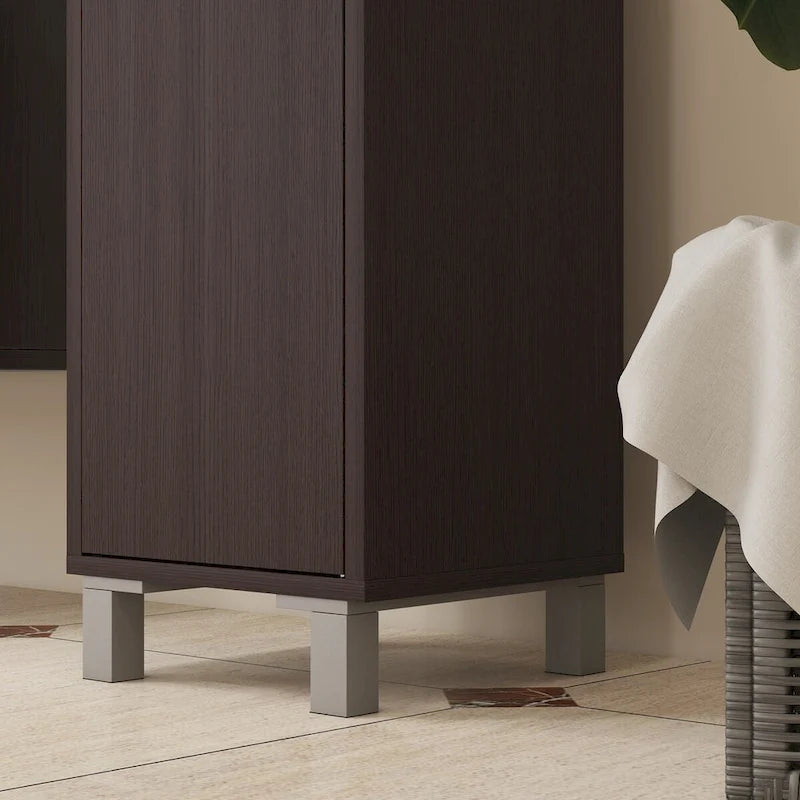 Tall Bathroom Storage Cabinet with Mirror and Adjustable Shelves