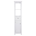 Bathroom Freestanding Storage Cabinet with Open Shelves, Tall Slim Tower with Door and Drawer