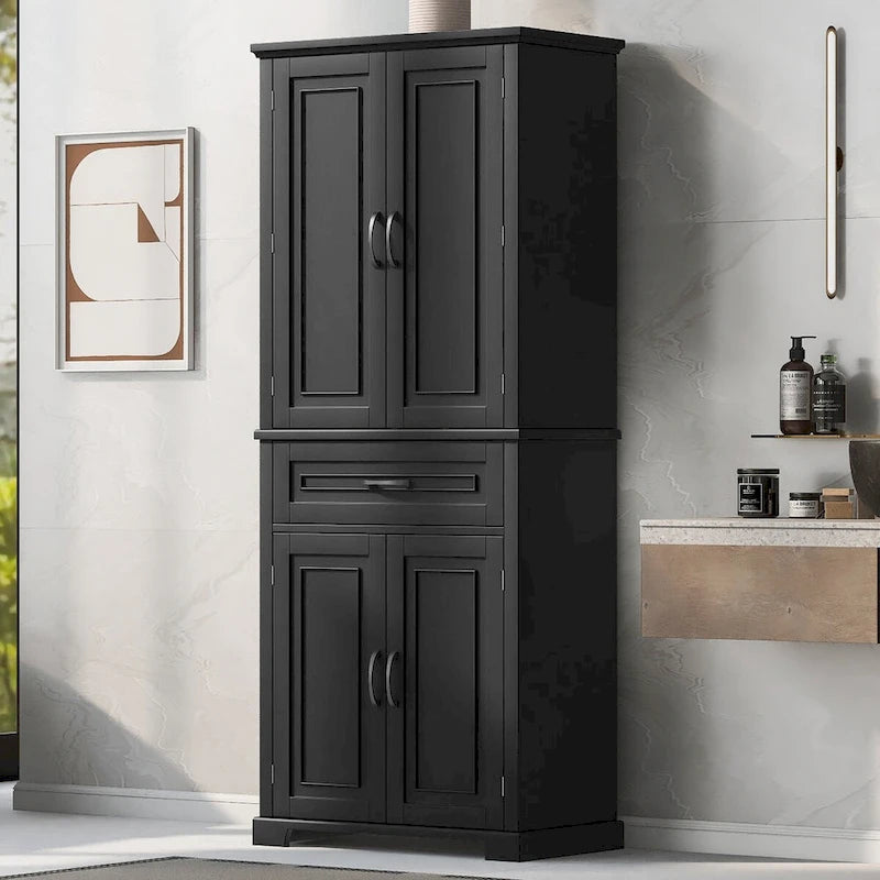 30 in. W x 16 in. D x 72 in. H Bathroom Cabinet with Doors, Drawer and Adjustable Shelves