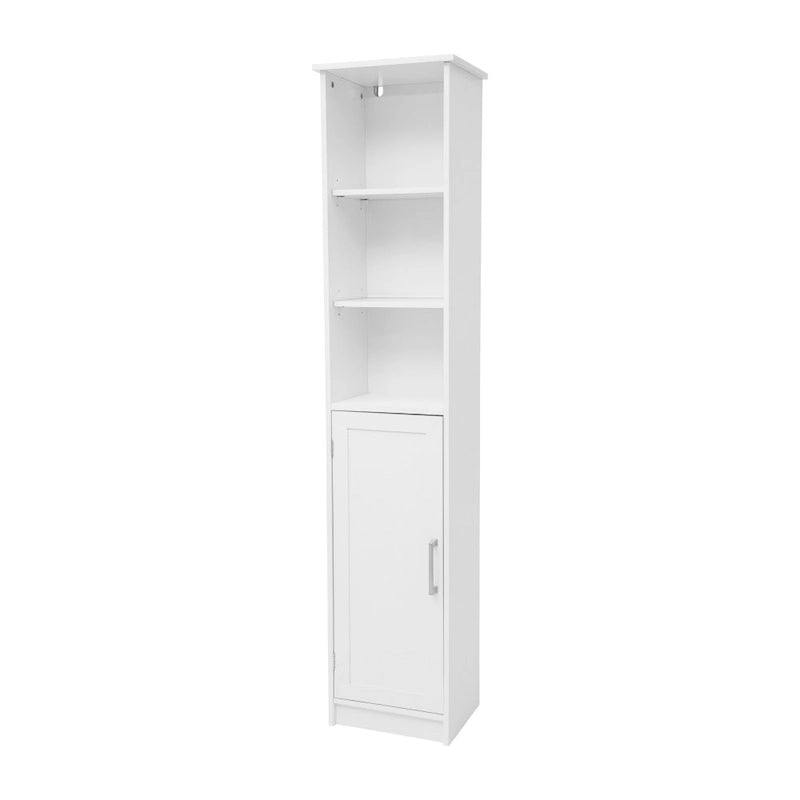 Modern Freestanding Linen Tower with Shelves and Magnetic Close Door