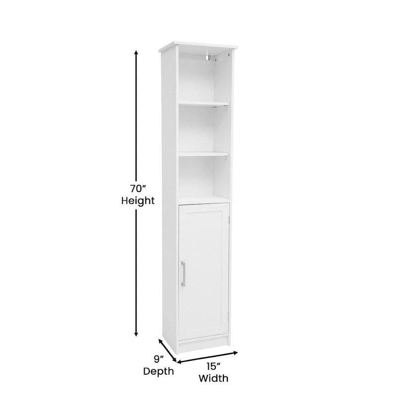 Modern Freestanding Linen Tower with Shelves and Magnetic Close Door