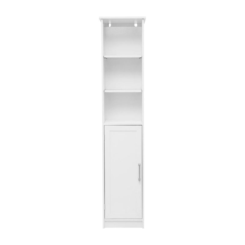 Modern Freestanding Linen Tower with Shelves and Magnetic Close Door