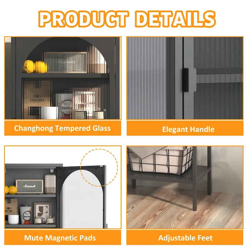 Metal Glass Door Display Storage Cabinet
