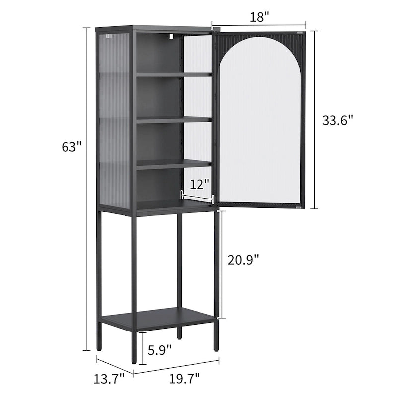 Metal Glass Door Display Storage Cabinet