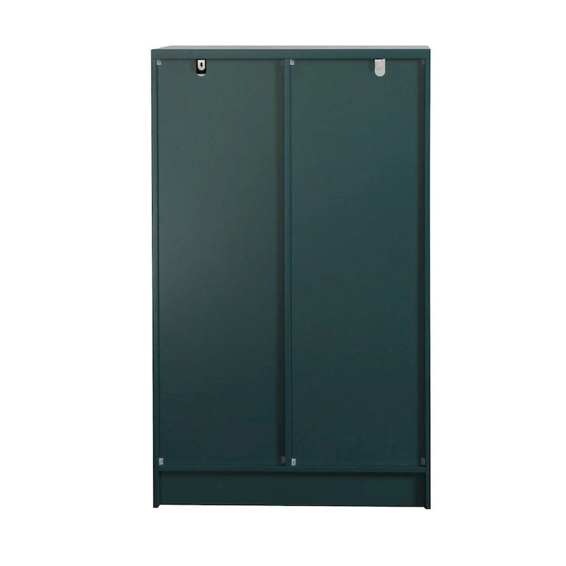 Wooden Floor Cabinet with 2 Glass Doors and 2 Storage Space